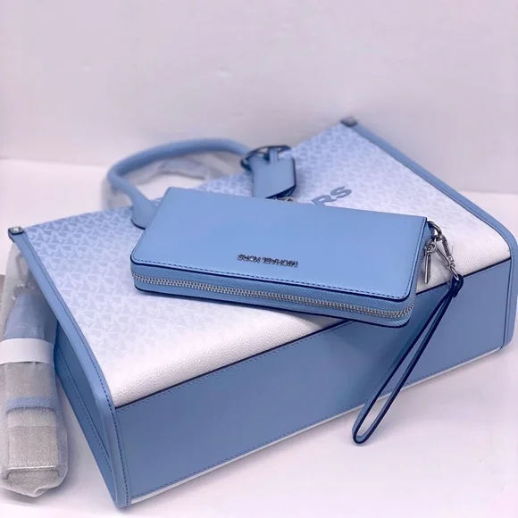 MICHAEL KORS Mirella Medium Ombré Logo Tote Bag and Continental Wallet Set - Picture 6 of 12